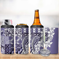 Aloha Vintage Plumeria Hawaiian Tapa Pattern 4 in 1 Can Cooler Tumbler Purple Hawaiian Tapa Pattern LT9 - Polynesian Pride