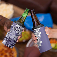 Aloha Vintage Plumeria Hawaiian Tapa Pattern 4 in 1 Can Cooler Tumbler Purple Hawaiian Tapa Pattern LT9 - Polynesian Pride