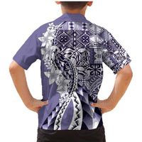 Aloha Vintage Plumeria Hawaiian Tapa Pattern Family Matching Mermaid Dress and Hawaiian Shirt Purple Hawaiian Tapa Pattern LT9 - Polynesian Pride