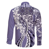 Aloha Vintage Plumeria Hawaiian Tapa Pattern Family Matching Off Shoulder Maxi Dress and Hawaiian Shirt Purple Hawaiian Tapa Pattern LT9 - Polynesian Pride