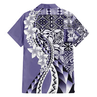 Aloha Vintage Plumeria Hawaiian Tapa Pattern Family Matching Puletasi and Hawaiian Shirt Purple Hawaiian Tapa Pattern LT9 - Polynesian Pride