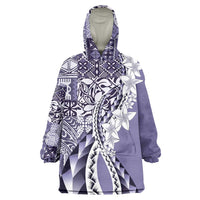 Aloha Vintage Plumeria Hawaiian Tapa Pattern Wearable Blanket Hoodie Purple Hawaiian Tapa Pattern LT9 One Size Purple - Polynesian Pride