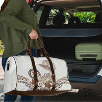 Polynesian Manta Ray Travel Bag Beige Floral Turtle Tattoo - Polynesian Pride