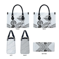 Polynesian Manta Ray Leather Bag Gray Floral Turtle Tattoo - Polynesian Pride