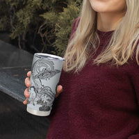 Polynesian Manta Ray Tumbler Cup Gray Floral Turtle Tattoo - Polynesian Pride