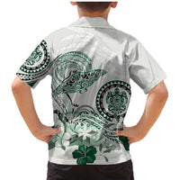 Polynesian Manta Ray Family Matching Mermaid Dress and Hawaiian Shirt Green Floral Turtle Tattoo LT9 - Polynesian Pride