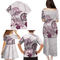 Polynesian Manta Ray Family Matching Puletasi and Hawaiian Shirt Pink Floral Turtle Tattoo LT9 - Polynesian Pride