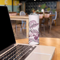 Polynesian Manta Ray Skinny Tumbler Pink Floral Turtle Tattoo - Polynesian Pride