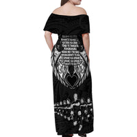 New Zealand Rugby Family Matching Off Shoulder Maxi Dress and Hawaiian Shirt Black Haka Dance With NZ Champions History LT9 - Polynesian Pride