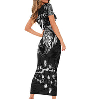 Custom New Zealand Rugby Family Matching Short Sleeve Bodycon Dress and Hawaiian Shirt Black Haka Dance With NZ Champions History LT9 - Polynesian Pride