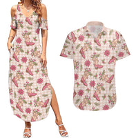 Beige Paniolo Palaka Hawaiian Cowgirl Christmas Couples Matching Summer Maxi Dress and Hawaiian Shirt LT9 Beige - Polynesian Pride