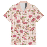Beige Paniolo Palaka Hawaiian Cowgirl Christmas Family Matching Off Shoulder Short Dress and Hawaiian Shirt LT9 Dad's Shirt - Short Sleeve Beige - Polynesian Pride