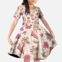 Beige Paniolo Palaka Hawaiian Cowgirl Christmas Family Matching Summer Maxi Dress and Hawaiian Shirt LT9 Daughter's Dress Beige - Polynesian Pride