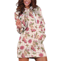 Beige Paniolo Palaka Hawaiian Cowgirl Christmas Hoodie Dress LT9 Beige - Polynesian Pride