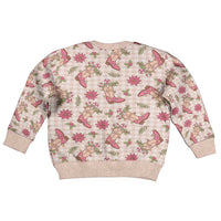 Beige Paniolo Palaka Hawaiian Cowgirl Christmas Kid Ugly Christmas Sweater LT9 - Polynesian Pride