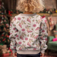 Beige Paniolo Palaka Hawaiian Cowgirl Christmas Kid Ugly Christmas Sweater LT9 - Polynesian Pride