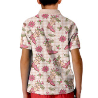 Beige Paniolo Palaka Hawaiian Cowgirl Christmas Kid Polo Shirt LT9 - Polynesian Pride