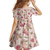 Beige Paniolo Palaka Hawaiian Cowgirl Christmas Kid Short Sleeve Dress LT9 - Polynesian Pride