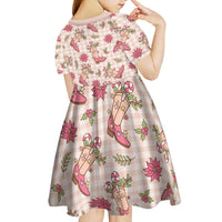 Beige Paniolo Palaka Hawaiian Cowgirl Christmas Kid Short Sleeve Dress LT9 - Polynesian Pride
