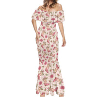 Beige Paniolo Palaka Hawaiian Cowgirl Christmas Mermaid Dress LT9 - Polynesian Pride