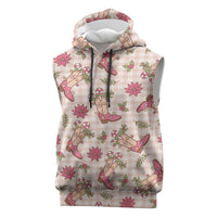 Beige Paniolo Palaka Hawaiian Cowgirl Christmas Sleeveless Hoodie LT9 Beige - Polynesian Pride