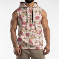 Beige Paniolo Palaka Hawaiian Cowgirl Christmas Sleeveless Hoodie LT9 - Polynesian Pride
