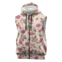Beige Paniolo Palaka Hawaiian Cowgirl Christmas Sleeveless Zip Hoodie LT9 Beige - Polynesian Pride