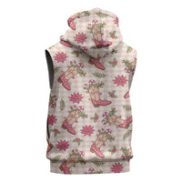 Beige Paniolo Palaka Hawaiian Cowgirl Christmas Sleeveless Zip Hoodie LT9 - Polynesian Pride