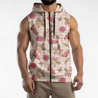 Beige Paniolo Palaka Hawaiian Cowgirl Christmas Sleeveless Zip Hoodie LT9 - Polynesian Pride