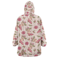 Beige Paniolo Palaka Hawaiian Cowgirl Christmas Wearable Blanket Hoodie LT9 - Polynesian Pride