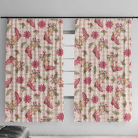 Beige Paniolo Palaka Hawaiian Cowgirl Christmas Window Curtain - Polynesian Pride