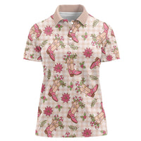 Beige Paniolo Palaka Hawaiian Cowgirl Christmas Women Polo Shirt LT9 Female Beige - Polynesian Pride