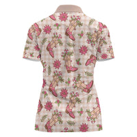 Beige Paniolo Palaka Hawaiian Cowgirl Christmas Women Polo Shirt LT9 - Polynesian Pride
