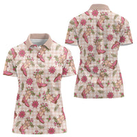 Beige Paniolo Palaka Hawaiian Cowgirl Christmas Women Polo Shirt LT9 - Polynesian Pride