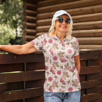 Beige Paniolo Palaka Hawaiian Cowgirl Christmas Women Polo Shirt LT9 - Polynesian Pride