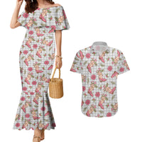 Gray Paniolo Palaka Hawaiian Cowgirl Christmas Couples Matching Mermaid Dress and Hawaiian Shirt LT9 Gray - Polynesian Pride