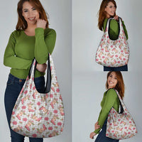 Gray Paniolo Palaka Hawaiian Cowgirl Christmas Grocery Bag - Polynesian Pride