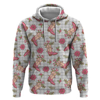 Gray Paniolo Palaka Hawaiian Cowgirl Christmas Hoodie LT9 Pullover Hoodie Gray - Polynesian Pride