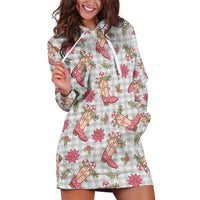 Gray Paniolo Palaka Hawaiian Cowgirl Christmas Hoodie Dress LT9 Gray - Polynesian Pride