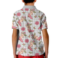 Gray Paniolo Palaka Hawaiian Cowgirl Christmas Kid Polo Shirt LT9 - Polynesian Pride
