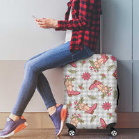 Gray Paniolo Palaka Hawaiian Cowgirl Christmas Luggage Cover LT9 - Polynesian Pride