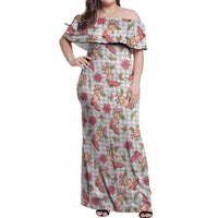 Gray Paniolo Palaka Hawaiian Cowgirl Christmas Off Shoulder Maxi Dress LT9 Women Gray - Polynesian Pride
