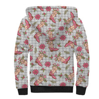 Gray Paniolo Palaka Hawaiian Cowgirl Christmas Sherpa Hoodie LT9 - Polynesian Pride