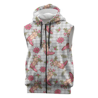 Gray Paniolo Palaka Hawaiian Cowgirl Christmas Sleeveless Zip Hoodie LT9 Gray - Polynesian Pride