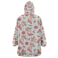 Gray Paniolo Palaka Hawaiian Cowgirl Christmas Wearable Blanket Hoodie LT9 - Polynesian Pride