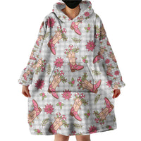 Gray Paniolo Palaka Hawaiian Cowgirl Christmas Wearable Blanket Hoodie LT9 - Polynesian Pride