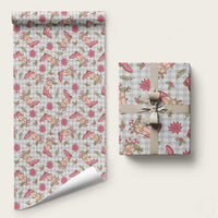 Gray Paniolo Palaka Hawaiian Cowgirl Christmas Wrapping Paper - Polynesian Pride