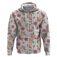 Gray Paniolo Palaka Hawaiian Cowgirl Christmas Zip Hoodie LT9 Zip Hoodie Gray - Polynesian Pride