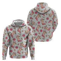 Gray Paniolo Palaka Hawaiian Cowgirl Christmas Zip Hoodie LT9 - Polynesian Pride