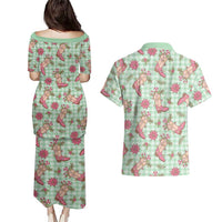 Green Paniolo Palaka Hawaiian Cowgirl Christmas Couples Matching Puletasi and Hawaiian Shirt LT9 - Polynesian Pride
